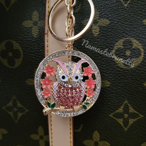 2/$20 Boho Owl Crystal Rhinestone Keychain Bag Charm - Picture 8 of 10